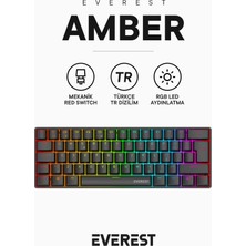 Str Store Amber Type-C Bağlantılı Rgb Ledli Mekanik Gaming Oyuncu Klavye Q Red Switch