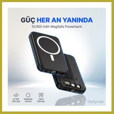 Bezos 10.000 Mah Kablosuz Hızlı Şarjlı Magsafe Powerbank LED Ekranlı Dahili Kablolu Powerbank Çoklu Giriş Bcks