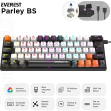 Str Store Parley Rainbow Aydınlatmalı Türkçe Q Blue Switch Mekanik Gaming Oyuncu Klavyesi (Beyaz/siyah)