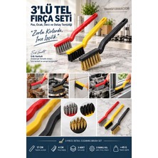Transformacion Transformacion 3'lü Mini Tel Fırça Seti | Pas Sökücü, Derz ve Ocak Temizleyici Metal, Pirinç, Naylon Uçlu Detay Fırçası 720639