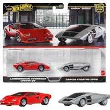 Rafta 1:64 Hot Wheels Premium Car Culture 2'li Paket Lamborghını Countach LP5000 Qv & Lancıa Stratos Zero HBL96 - JBL02