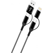 Rafta Hepu Hp-16 4in1 Çok Fonksiyonlu Hızlı Şarj Kablosu – 60W Pd Destekli Type-C & Usb-A To Type-C & Lightning Dönüştürücülü Örgülü Kablo (1.2 Metre)