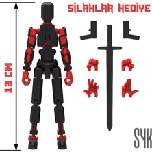 Rafta Robot 13 Dummy Siyah Kırmızı Tüm Eklemleri Hareketli Aksiyon Figürü Oyuncak