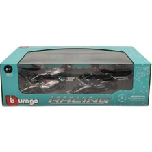 Rafta Formula 1 F1 4-Car Set - Mercedes Amg Petronas W12 W13 W14 - Hamilton, Russell - 1:43 Ölçekli - Inanılmaz Detaylı Döküm Koleksiyonu Replika Yarış Arabaları, Siyah ve Gümüş