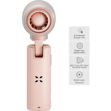 Str Store El Vantilatörü | Taşınabilir 14000 Rpm 7 Saat Şarjlı 5 Kademe Mini Fan X6101 (Pembe)