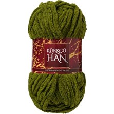 Rafta Kürkçü Han Lüks Kadife El Örgü Ipi 100 G 60 M,%100 Mikro Polyester (Zeytin Yeşili)