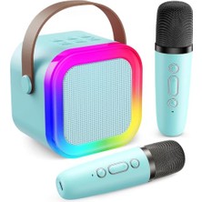 Rafta Blic 2 Mikrofonlu Çocuk Karaoke Hoparlör ve Bluetooth Hoparlör – LED Işıklı Mini Karaoke Seti, 6 Farklı Ses Efekti, Uzun Pil Ömrü, Taşınabilir Çocuk Mikrofonu ve Müzik Eğlence Seti (Bej)
