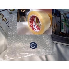 Str Store Koli Bandı 45 mm x 100 M Güçlü Kaliteli Şeffaf Koli Bandı + Balonlu Patpat 100 CMX45 cm (Koli Bant + Patpat)