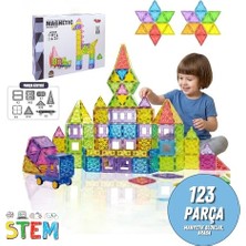 Rafta Solira Store - 123 Parça 7,5 cm Manyetik Yapı Blokları Seti – Arabalı, Güçlü Mıknatıslı, Stem Eğitici Renkli Oyuncak