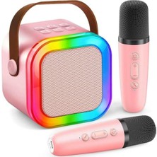 Rafta Çocuklar Yetişkinler Için Karaoke Makinesi, 2 Kablosuz Mikrofonlu Taşınabilir Mini Bluetooth Hoparlör, LED Işıklar, Aile Ev Partisi Için Şarkı Sistemi, Ses Değiştirici, Erkek Kız Karaoke Makinesi