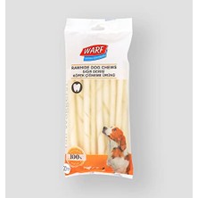 Rafta Beyaz Burgu Çubuk Sığır Derisi Köpek Ödülü (12 CM-20LI Paket)