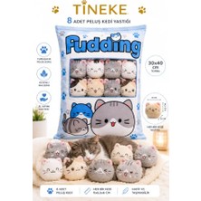Rafta Tineke 8’li Peluş Kedi Yastığı Seti – Minik Yumuşak Kedi Oyuncağı ve Uyku Arkadaşı Mavi Karışık