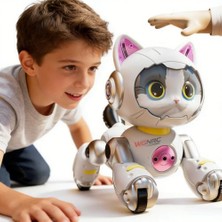Rafta 30 Fonksiyonlu Robot Kedi Köpek Oyuncağı, Şarjlı Akıllı Evcil Hayvan, Sesli Komut, Hareket Sensörü, Buhar Efekti, Müzikli Dans Eden Interaktif Oyuncak