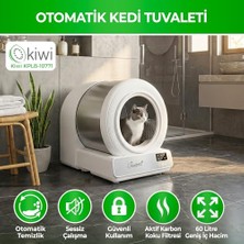 Rafta Pets Akıllı Kedi Tuvaleti Otomatik Kedi Tuvalet 60L – Geniş Iç Hacim, Koku Giderici Özellik (Beyaz)