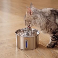 Rafta Su Seviyesi Göstergeli 2.2 L Paslanmaz Çelik Kedi Köpek Için Su Pınarı Su Çeşmesi Su Sebili BP02