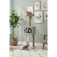 Rafta Reyo Pet Kedi Tırmalama ve Oyun Evi Gri