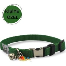 Rafta Caramelos Isimli Kedi Tasması, Isimlikli Kedi Tasması, Kedi Künyesi, Sallanmayan Isimlik, Kedi Isimlik Çelik Haki-Tek Ebat