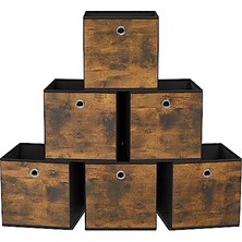 Rafta Songmıcs Saklama Kutusu, 6'lı Set, Düzenleme Kutuları, Dokusuz Kumaş, Katlanır Kutu, 26 x 26 x 28 Cm, Kumaş Kutu, Küp Raf Için, Kıyafet Düzenleyici, Vintage Kahverengi-Siyah RFB126B01