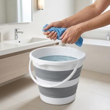 Rafta Deconox Katlanabilir Temizlik Kovası 13 Litre, 30 cm Çap, Açık 28 cm Kapalı 6 Cm, Yer Kaplamayan Akordiyon Kova, Banyo Mutfak Kamp ve Karavan Için, Gri