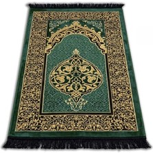 Rafta Seccade Namazlık - Tafta Kumaş, Saçaklı, Ince ve Hafif, 65X112 cm (Yeşil)