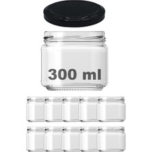 Rafta Afracam 300 ml Metal Siyah Kapaklı Şeffaf Cam Kavanoz 10 Adet