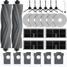 Rafta Dreame L10S Pro Ultra HEAT/L10S Ultra Gen 2/X30 ULTRA/L40 Ultra Ae/mova E30 Ultra Elektrikli Süpürge Için 25 Adet Aksesuar, 2 Ana Fırça 6 Toz Torbası 6 Silme Bezi 6 Yan Fırça 4 Filtre