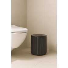 Rafta Lines Serisi Antrasit/gri Akrilik Çöp Kovası – Silindir, 5 Litre, 25CM, Kolay Temizlenir - 3372