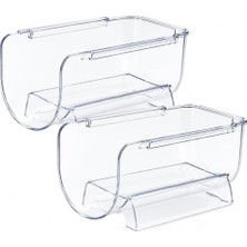 Rafta Buzdolabı Şişe Rafı Düzenleyici Şeffaf 2'li Set, 11X20X10 cm