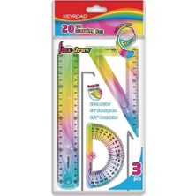 Rafta Cetvel Takımı Kırılmaz Esnek Silikonlu Kırılmaz 3'lü Gökkuşağı 20 cm 1 Paket Cetvel Seti
