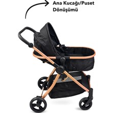 Mamma Çift Yönlü Travel Sistem Bebek Arabası Gold Siyah