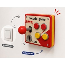 Rafta Arcade Atari Oyun Kumandası Sarı Kırmızı Görünümlü Duvar Anahtar Çerçevesi