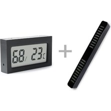 Rafta Humidor Puro Kutusu Nemlendirici Haznesi ve Dijital Nem Ölçer Termometre Seti, Siyah, 160X17MM