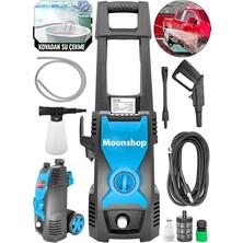 Rafta Moonshop Yüksek Basınçlı Bahçe Oto Yıkama Makinesi, Mavi, 180 Bar, 8 Metre Hortum, Musluk ve Kovadan Çekme