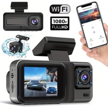 Tr 1080P Dvr 3 Kamerali Wifi Ön Arka Iç Geniş Açılı Sürüş Kaydedici, 2 Inç Ekranlı, Gec