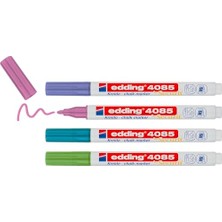 Rafta Edding 4085 Tebeşir Kalemi - Yeşil, Mavi, Mor, Pembe (Metalik) - 4 Tebeşir Kalemi - 1-2 mm Yuvarlak Uçlu