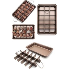 Senin Dükkanın 18 Bölmeli Brownie Kek Kalıbı Paslanmaz Çelik Yanmaz Yapışmaz Kek Kalıbı Fırın Tepsis