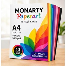 Rafta Monarty A4 Çok Renkli Kağıt, 80 Gsm, 29X21 Cm, 5 Farklı Renkli, Çift Taraflı Parlak Renkler 50