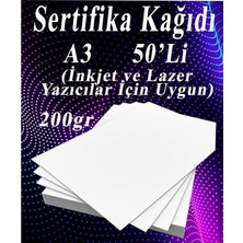 Rafta A3 Sertifika Kağıdı Kalın 50 Adet Gramajlı Fotokopi Kağıdı 200 gr Tüm Yazıcılara Uyumlu 29.7X42 cm Kalın Baskı Kağıdı