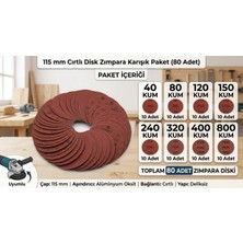Ardini 115 mm Cırtlı Disk Zımpara Deliksiz Aluminyum Oksit Karışık Paket 80 Adet