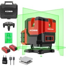 Rafta Kobb KBL41G 30METRE 4X90⁰/1X360⁰ Otomatik Hizalamalı Li-Ion Çift Akülü Profesyonel Yeşil Çapraz Çizgi Lazer Distomat