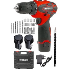 Tr Alman 36 V Metal Şanzıman Çift Akülü Şarjlı Vidalama Matkap + 24 Parça Set - ST0518R21540
