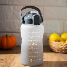 Rafta Porsima 700.105 Su Şişesi - Motivasyon Su Matarası - Plastik Renkli Spor Suluk - Gri Beyaz 1500 ml