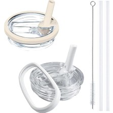 Rafta Quencher Için 2'li Paket 40 Oz  Kapak Değiştirme, Dökülmeye Dayanıklı Tasarım, Yüksek Kaliteli Düşmeye Karşı ve Isıya Dayanıklı Malzeme (Bej ve Beyaz Set)