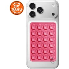 Rafta Uruchı Çift Taraflı Silikon Vantuzlu Telefon Tutucu, Ahtapot Vakumlu Tasarım, Telefon Arkası Kılıf Tutucu, Araç ve Masa Üstü Kullanım, Tüm Cep Telefonu Modellerine Uygun, Şeker Pembe, Çift Taraflı