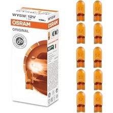 Rafta Osram 2827 WY5W T10 Dipsiz Turuncu Ampul 12V 5W 10 Adet