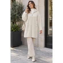 Moda Abad Nermin Nival Pullu Kapşonlu Hırka N71137