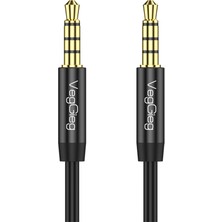 Rafta Veggieg 3.5mm Jack Trrs Hi-Fi Örgülü Aux Mikrofon ve Ses Kablosu 1 Metre