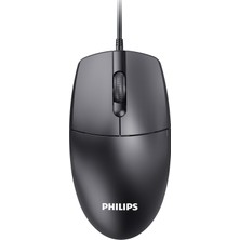 Rafta Philips SPK7247 USB Kablolu Optik Mouse - 1.8 Metre Ekstra Uzun Kablo, 1200 Dpı Hassasiyet, Ergonomik Ofis ve Ev Tasarımı, Tak-Çalıştır, Siyah