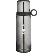 Rafta Bialetti - Termos - 460ML - Koyu Gri Renk - Paslanmaz Çelik - Çift Katmanlı - 12 Saat Sıcak 24 Saat Soğuk Tutar - Bardaklı Kapak Özelliği