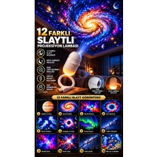 R8point 12 Slaytlı Yıldız Galaksi Projeksiyon Lambası | USB Uzay Projektörü, Odak Ayarlı Gece Lambası